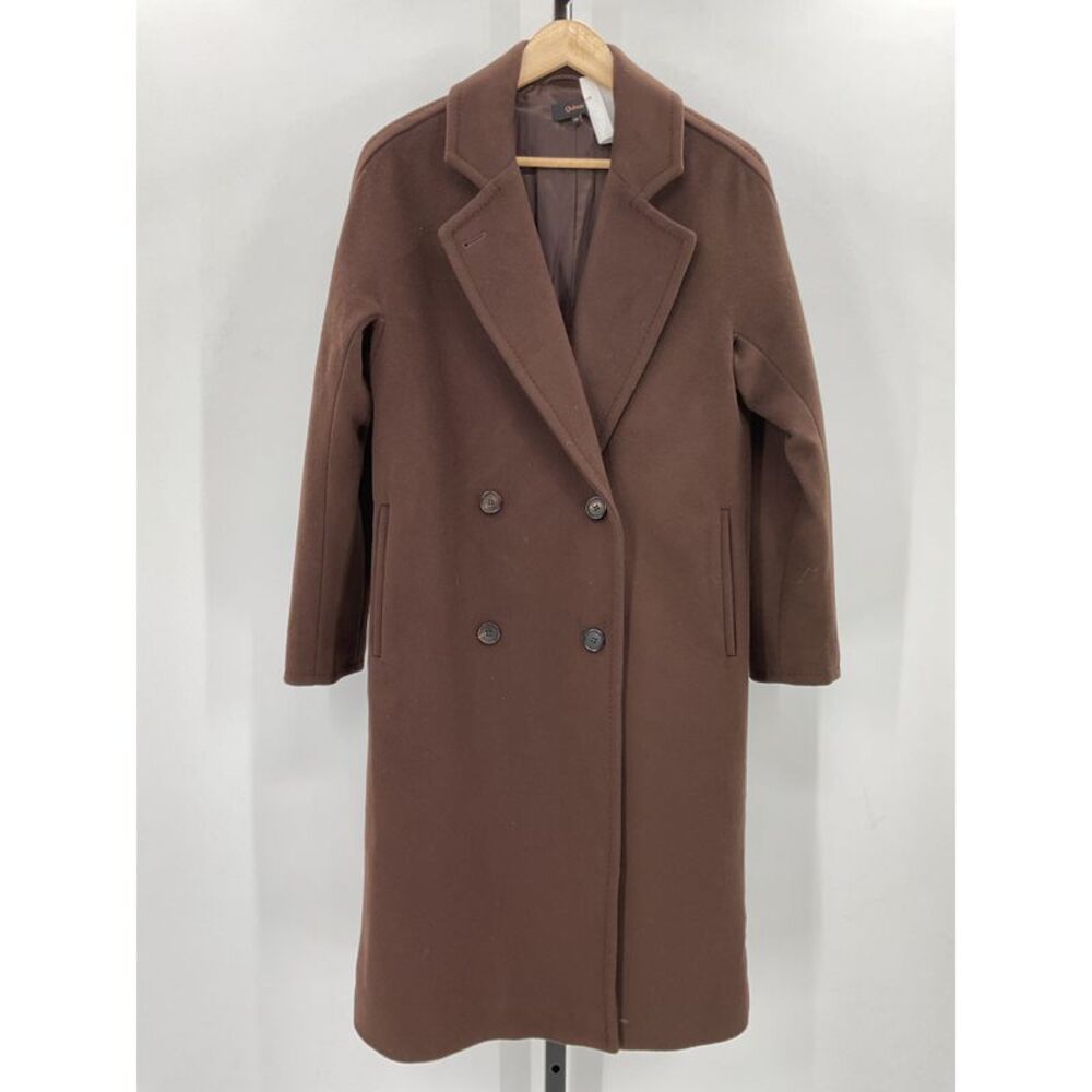 Quince Italian Wool Double Breasted Slouch Coat Dark Chocolate